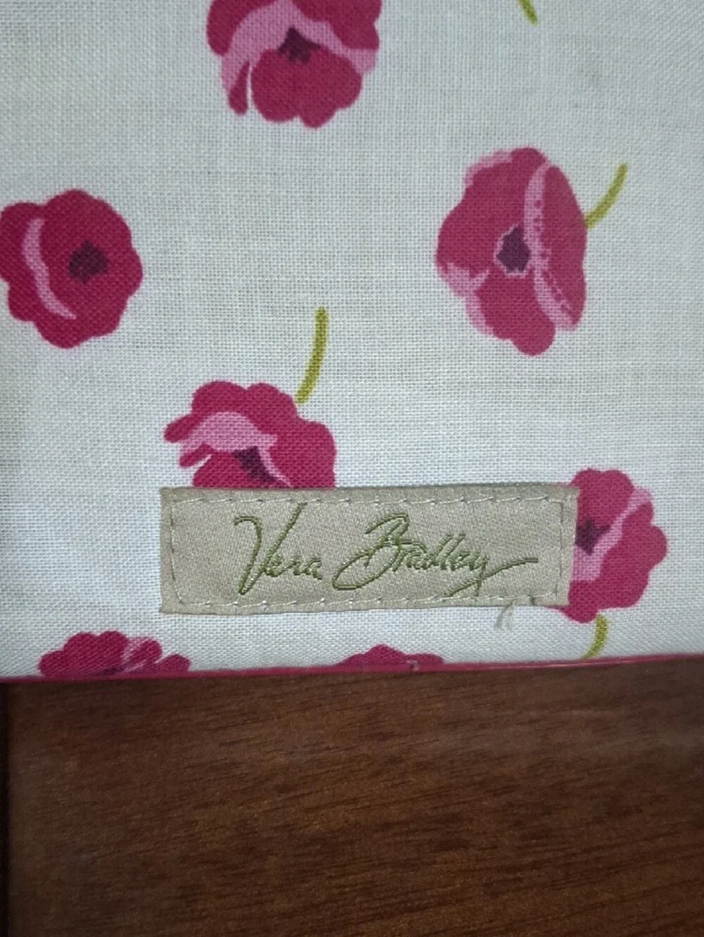 Vera Bradley White Wristlet with Pink Floral Print
